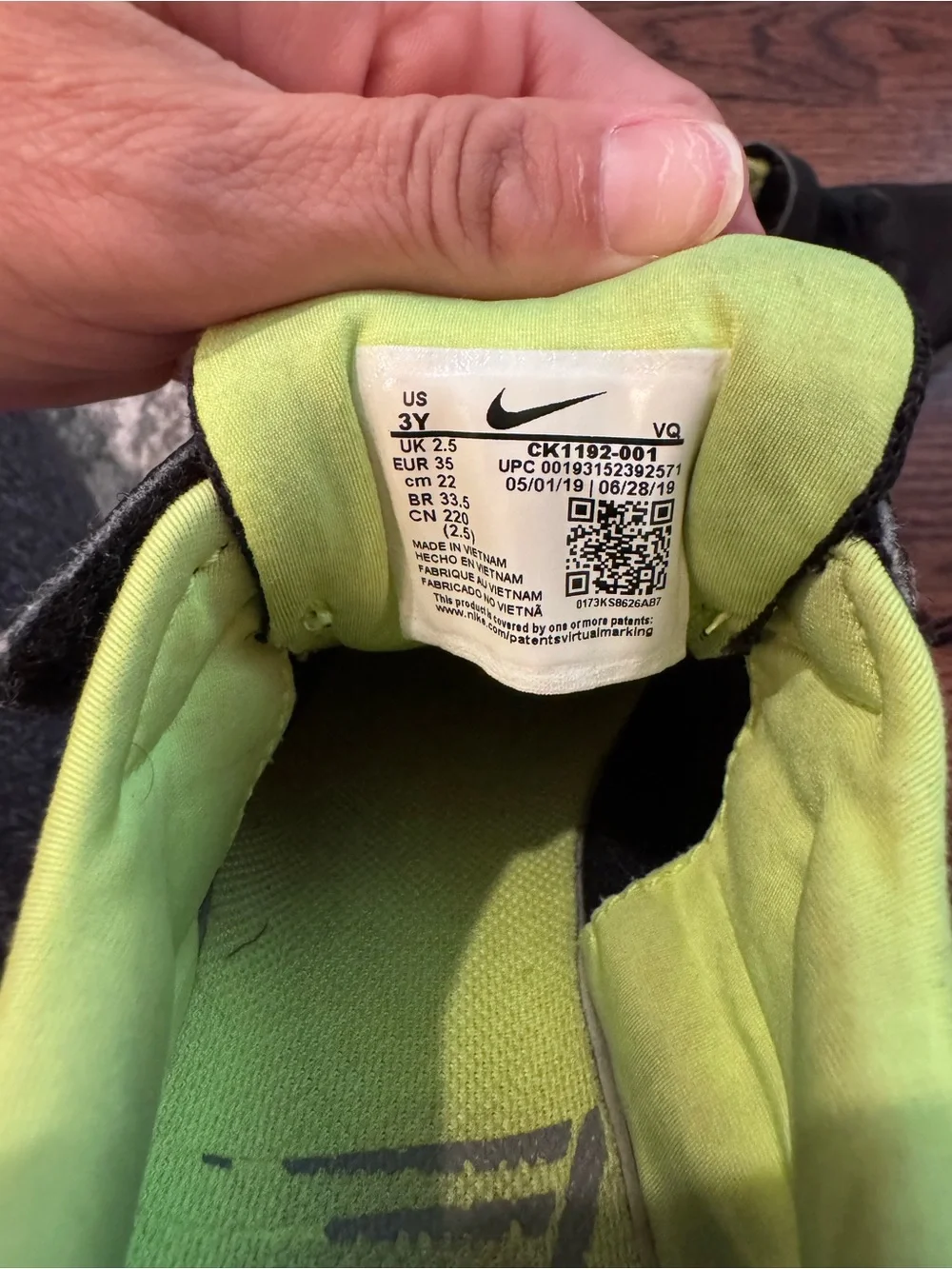 Boys Black Athletic Sneakers with Lime Collar